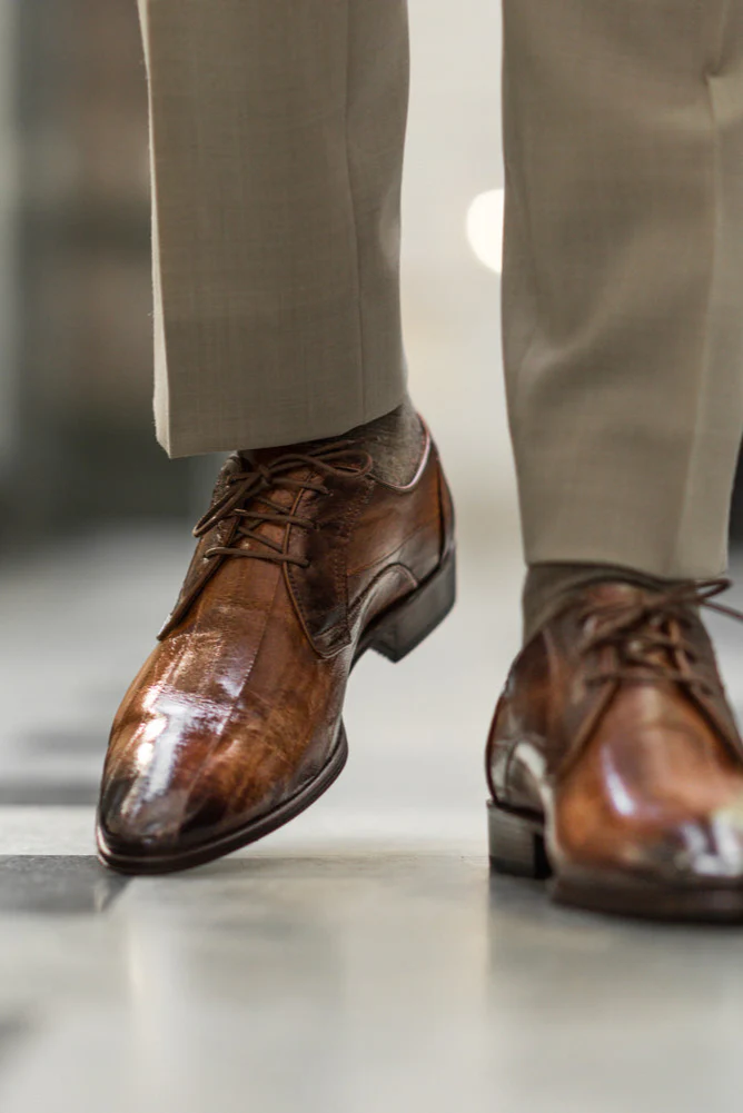 Men's Dress Derby | Cognac Fade Eel Leather - Image 3