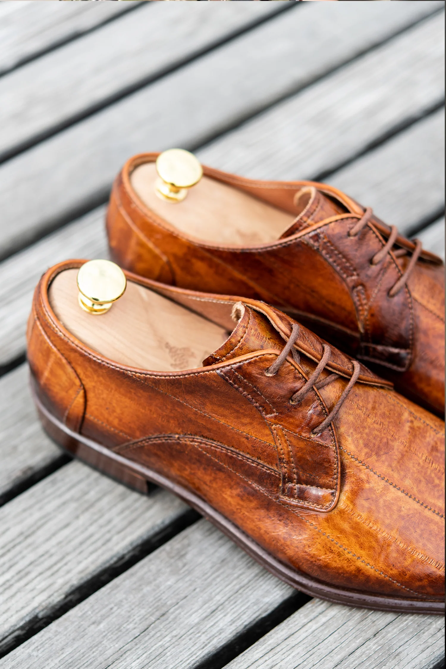 Men's Dress Derby | Cognac Fade Eel Leather - Image 6