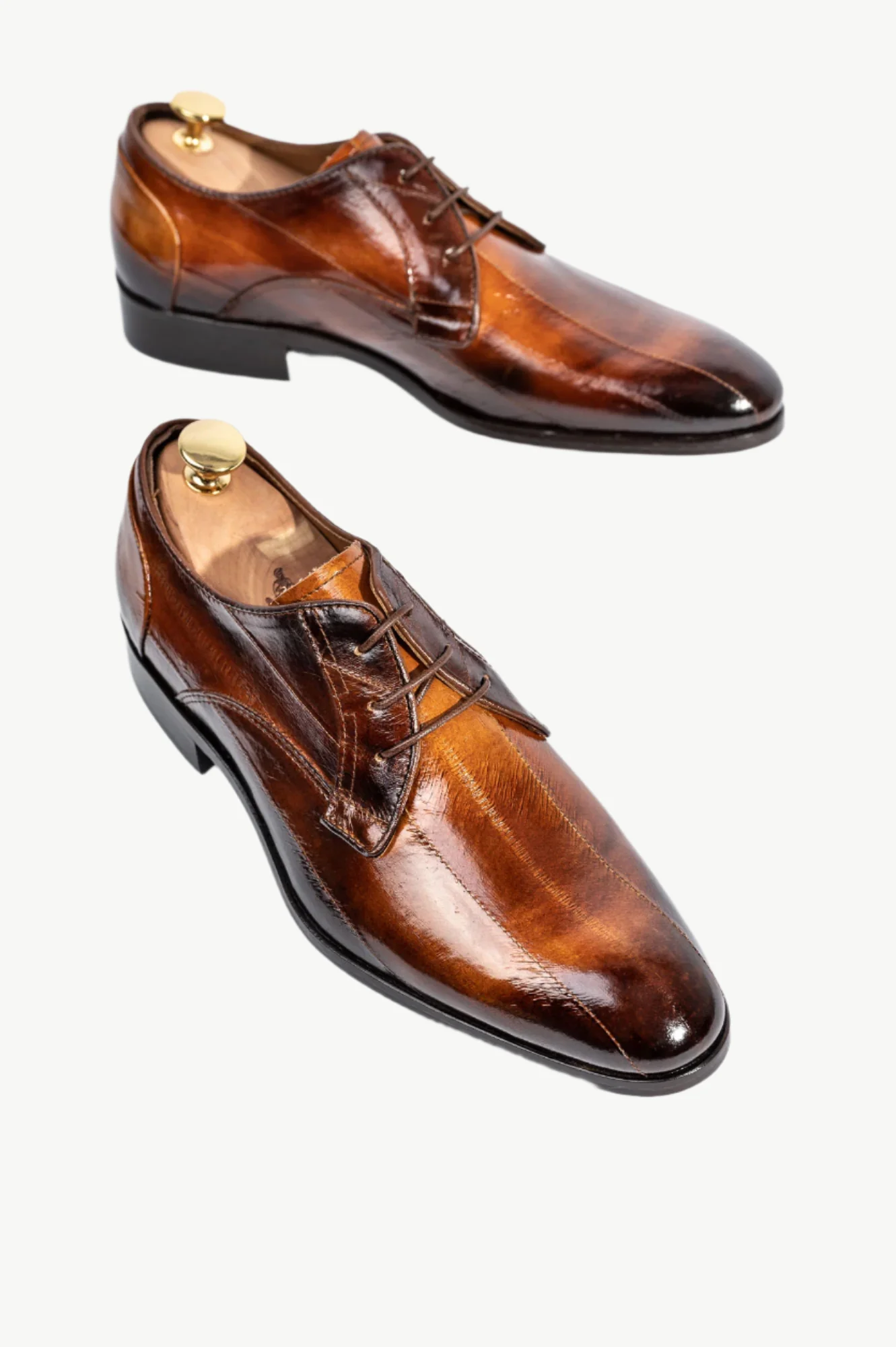Men's Dress Derby | Cognac Fade Eel Leather - Image 9
