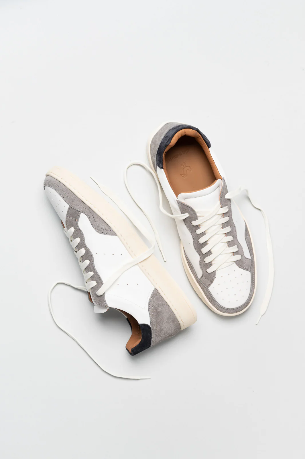 Men's Low-Top Sneaker | White-Grey Vintage Suede - Image 3