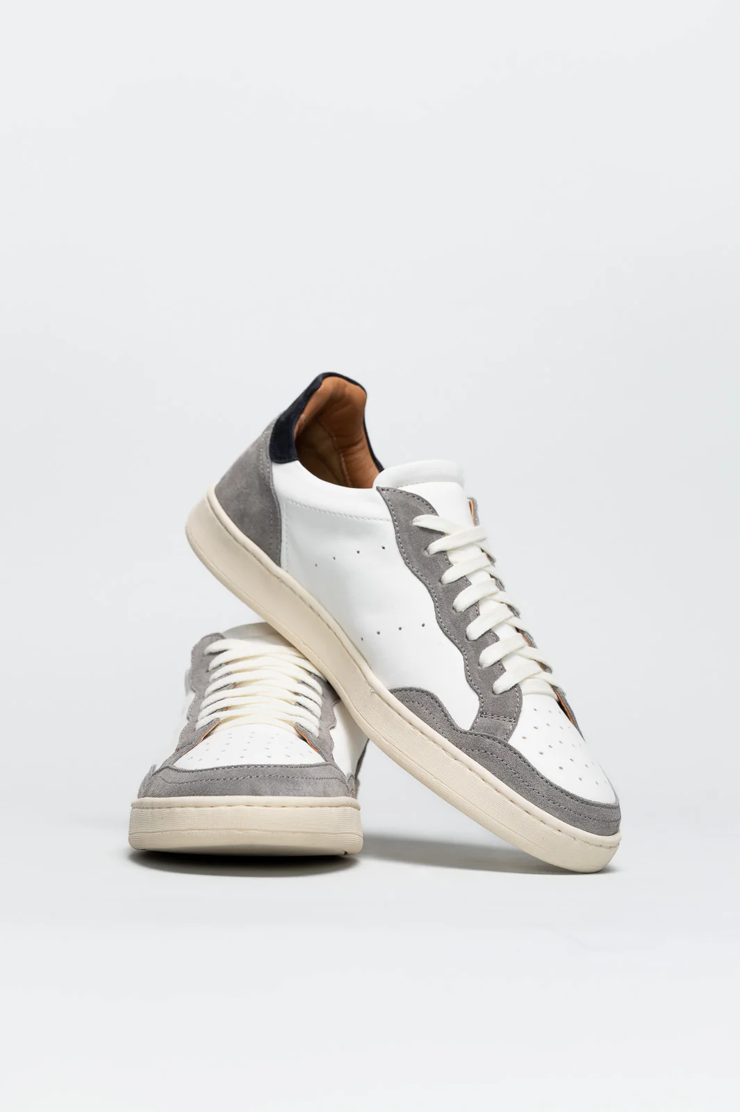Men's Low-Top Sneaker | White-Grey Vintage Suede - Image 4