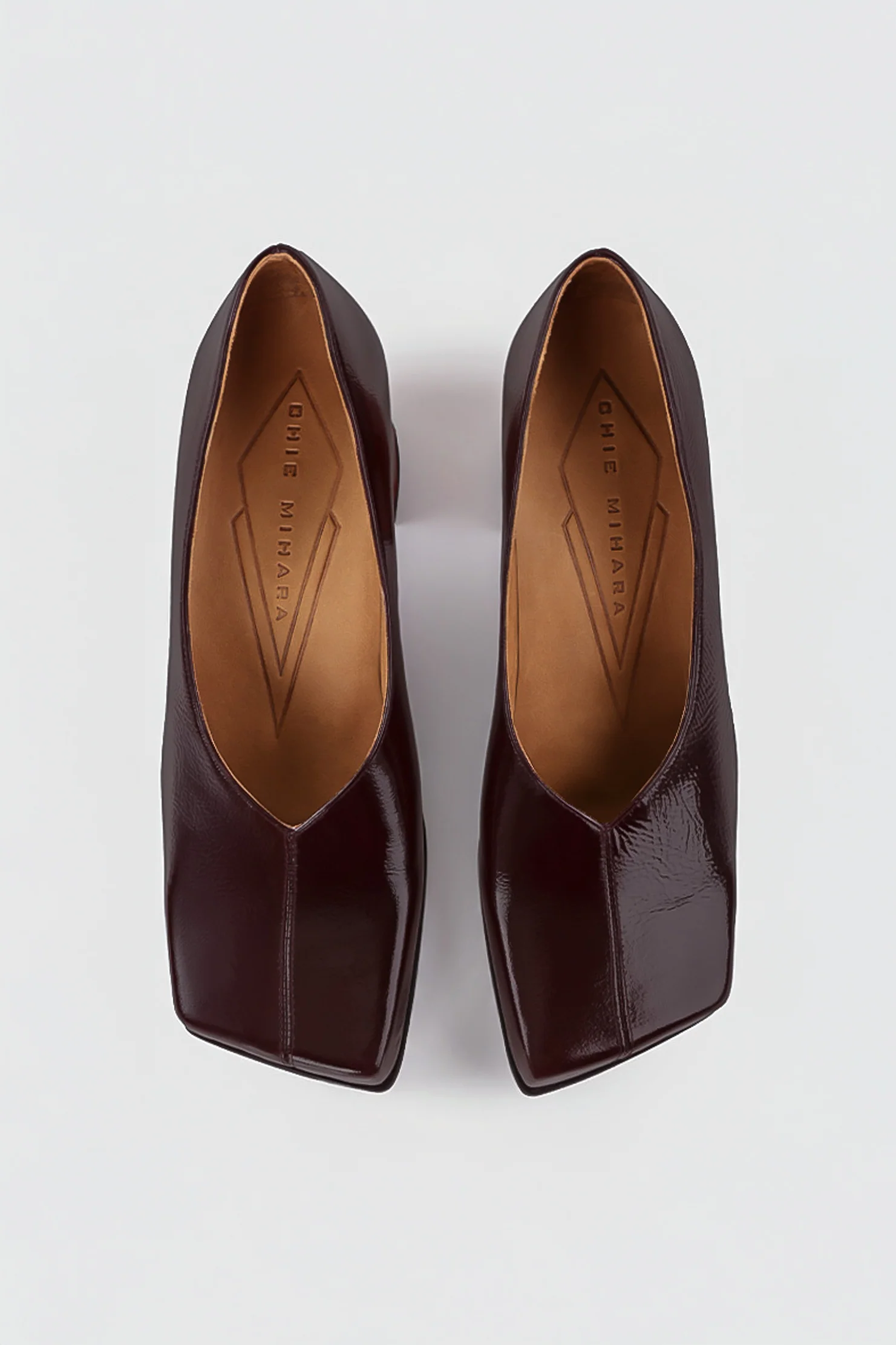 Squared Pump Uranio | Bordeaux Patent Nappa Leather - Image 3